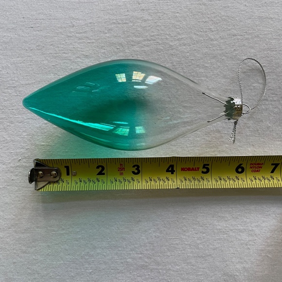 WISTERIA 6" TALL GLASS ORNAMENTS, CLEAR AND TEAL GREEN, SET OF 6 - Picture 11 of 16
